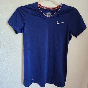 Nike DRI-FIT Short Sleeve V-Neck Blue Size Small